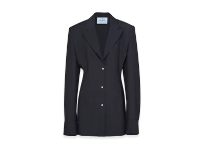 PRADA Women's Single-Breasted Light Mohair Jacket "Blue"