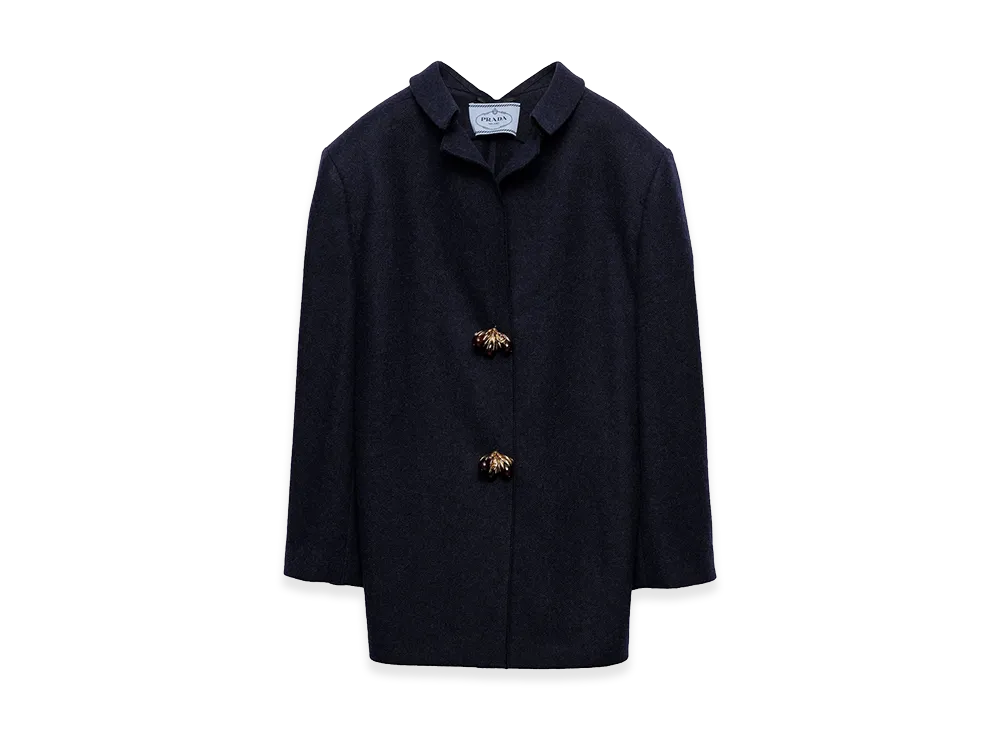 PRADA Women's Shetland Wool Coat "Blue"