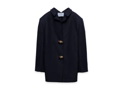 PRADA Women's Shetland Wool Coat "Blue"