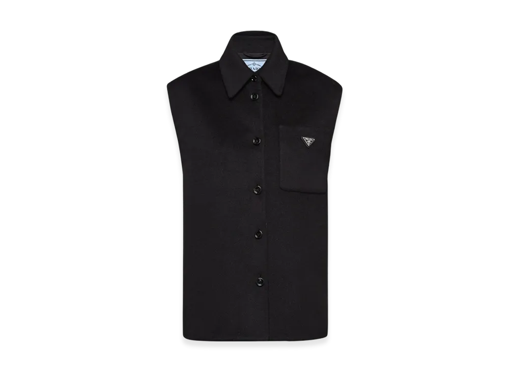 PRADA Women's Single-Breasted Cashgora Vest "Black"