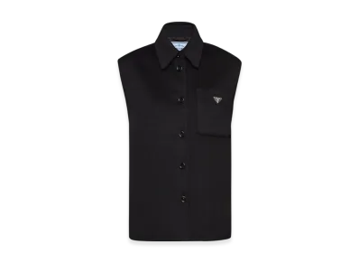 PRADA Women's Single-Breasted Cashgora Vest "Black"