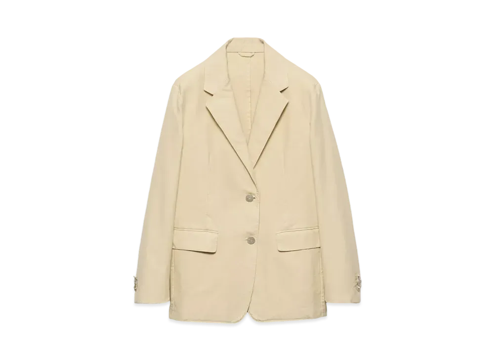 PRADA Women's Single-Breasted Old Canvas Jacket "Beige"