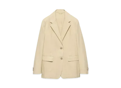 PRADA Women's Single-Breasted Old Canvas Jacket "Beige"
