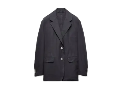 PRADA Women's Single-Breasted Old Canvas Jacket "Navy"