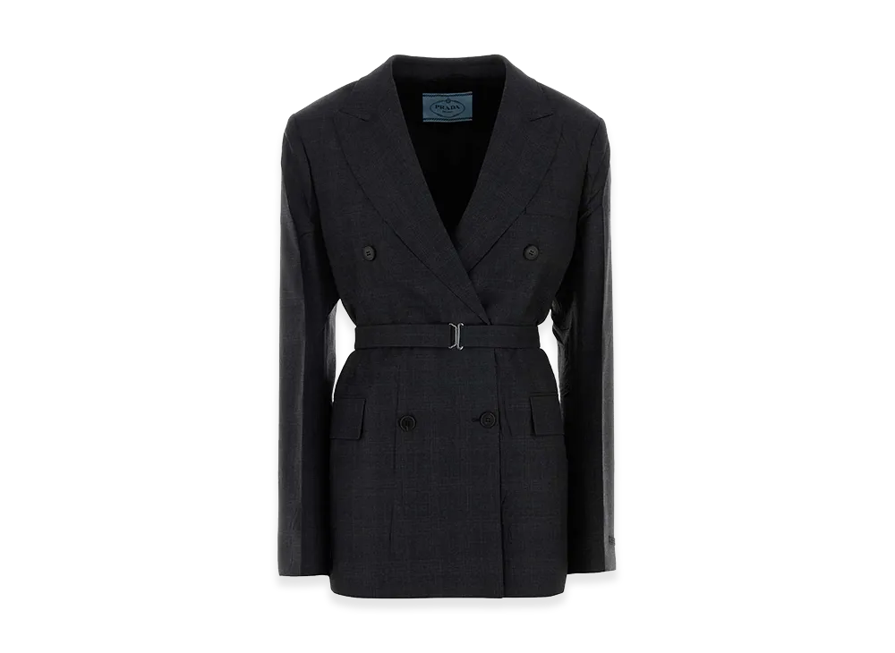 PRADA Women's Embroidewool Blazer "Gray"