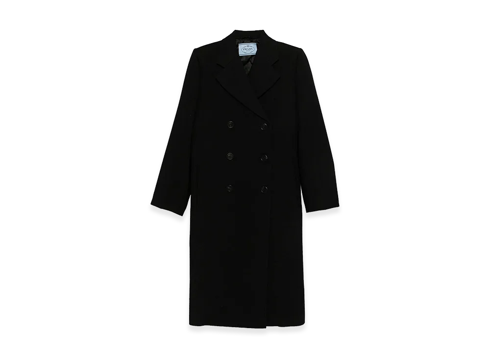 PRADA Women's Satin Insert Double-Breasted Coat "Black"