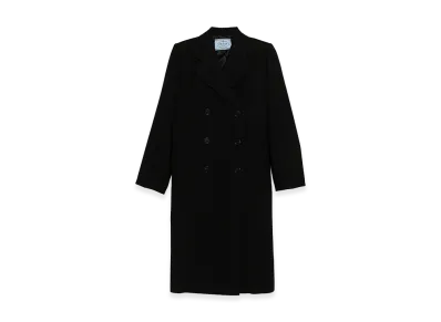 PRADA Women's Satin Insert Double-Breasted Coat "Black"