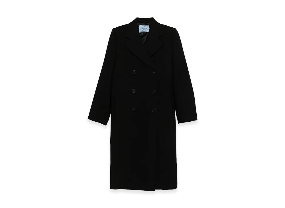 PRADA Women's Satin Insert Double-Breasted Coat "Black"