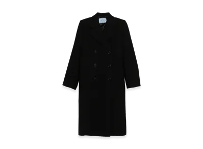 PRADA Women's Satin Insert Double-Breasted Coat "Black"