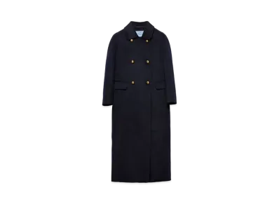 PRADA Women's Double-Breasted Cashgora Coat "Navy"