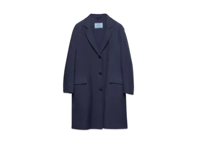 PRADA Women's Single-Breasted Double Cotton Coat "Navy"