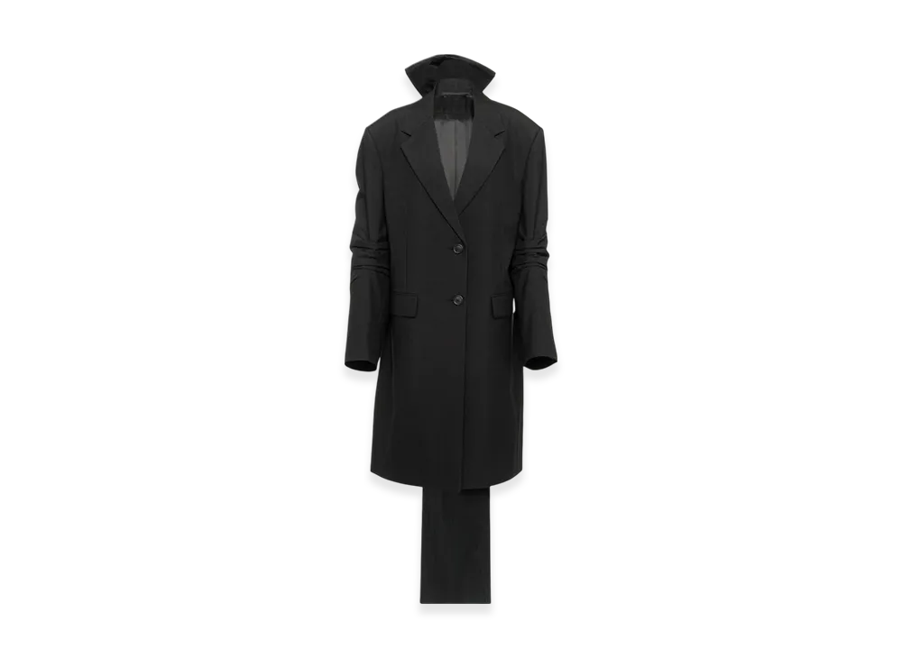 PRADA Women's Single-Breasted Mohair Coat with Bow "Black"