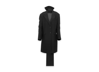 PRADA Women's Single-Breasted Mohair Coat with Bow "Black"