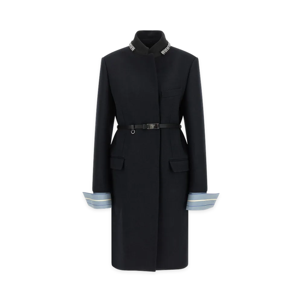 PRADA Women's Jewel Collar Coat "Blue"