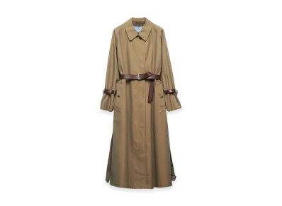 PRADA Women's Single Breasted Cotton Twill Trench Coat "Olive Green"
