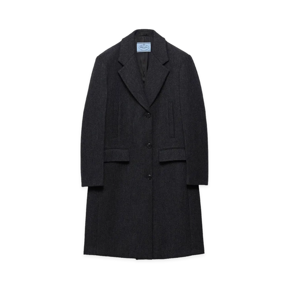 PRADA Women's Cappotto Monopetto In Lana Double "Gray"