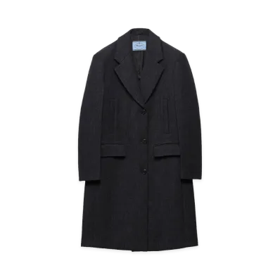 PRADA Women's Cappotto Monopetto In Lana Double "Gray"