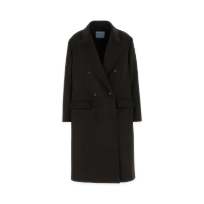 PRADA Women's Wool Blend Coat "Ebony Brown"
