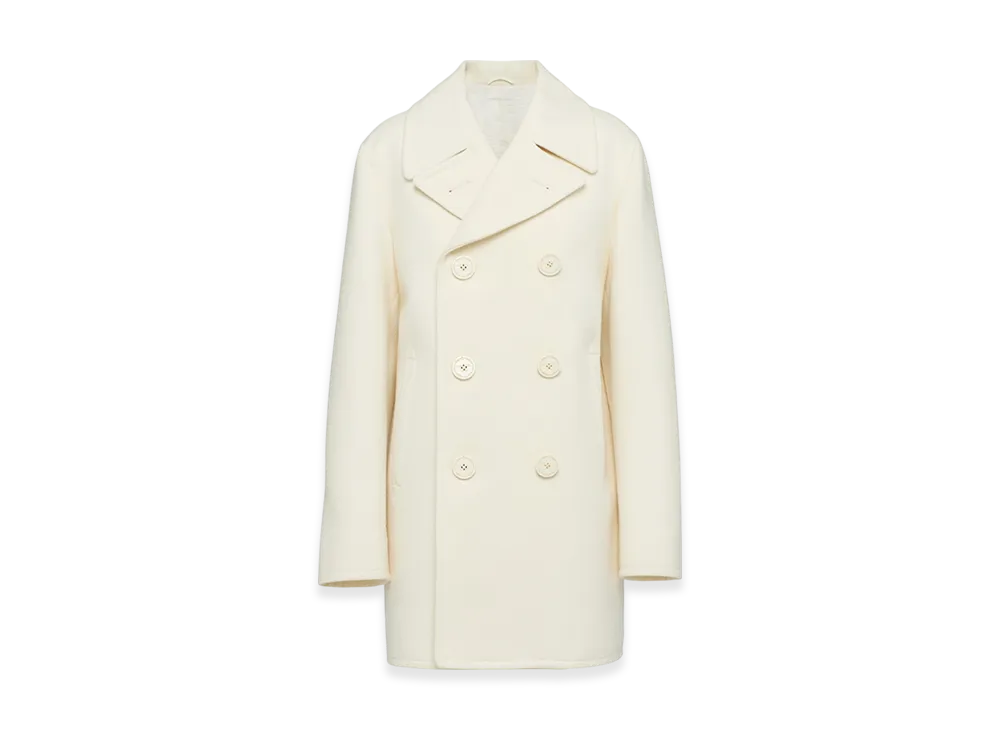 PRADA Women's Double-Breasted Cloth Peacoat "Ivory"