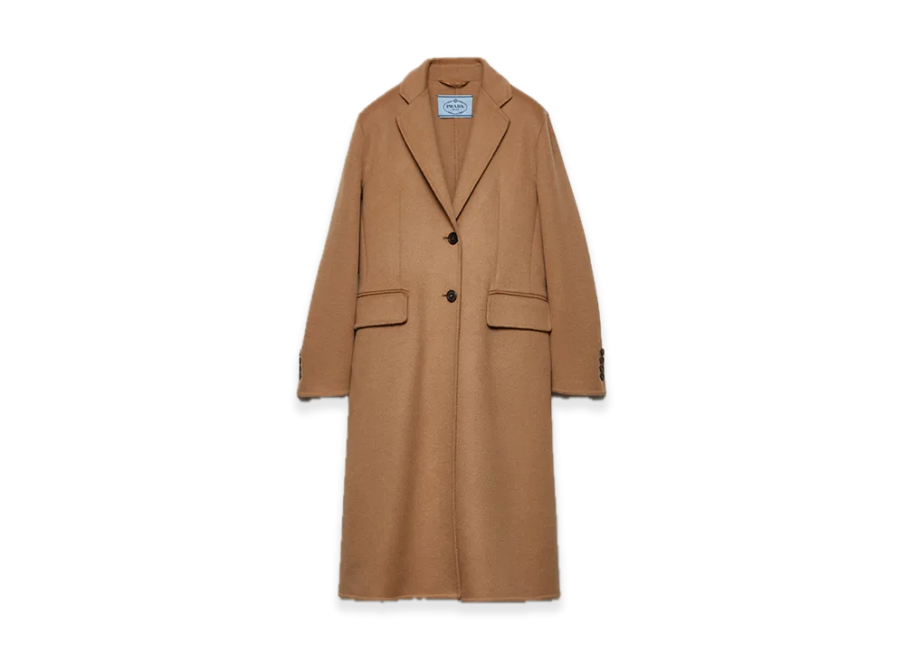 PRADA Single-Breasted Cashgora Coat "Beige"