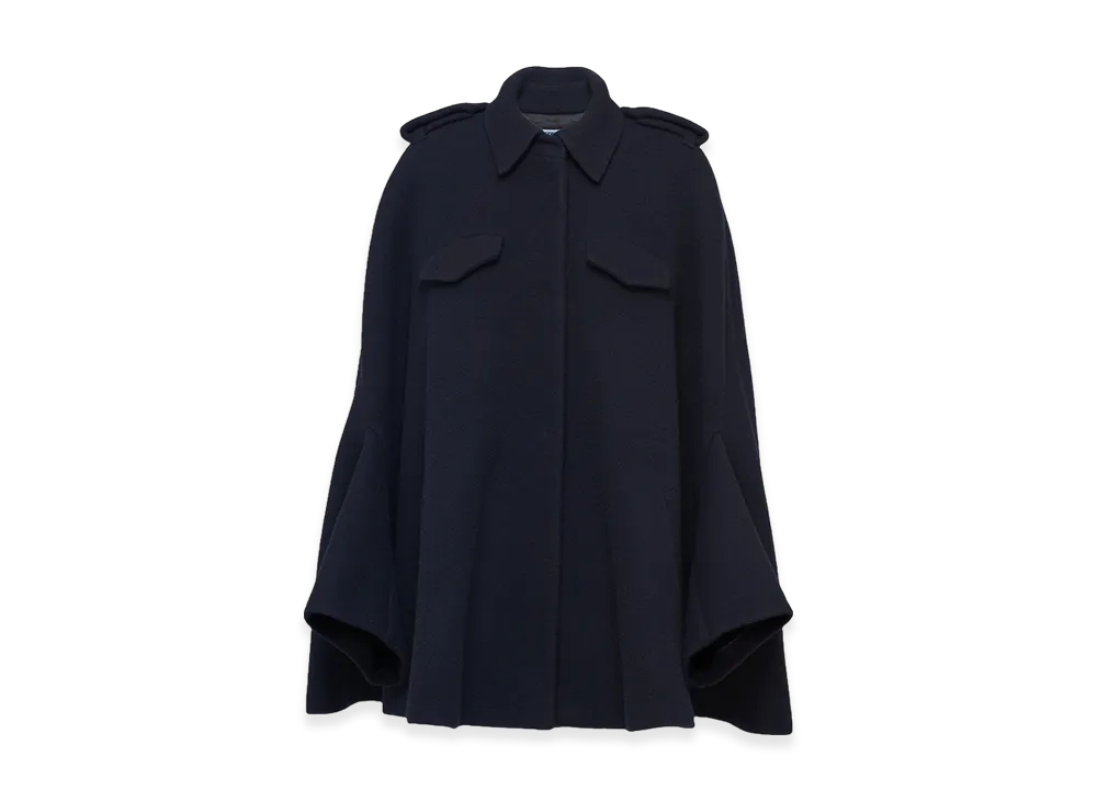 PRADA Women's Single-Breasted Velour Caban Jacket "Navy"