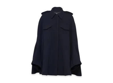 PRADA Women's Single-Breasted Velour Caban Jacket "Navy"
