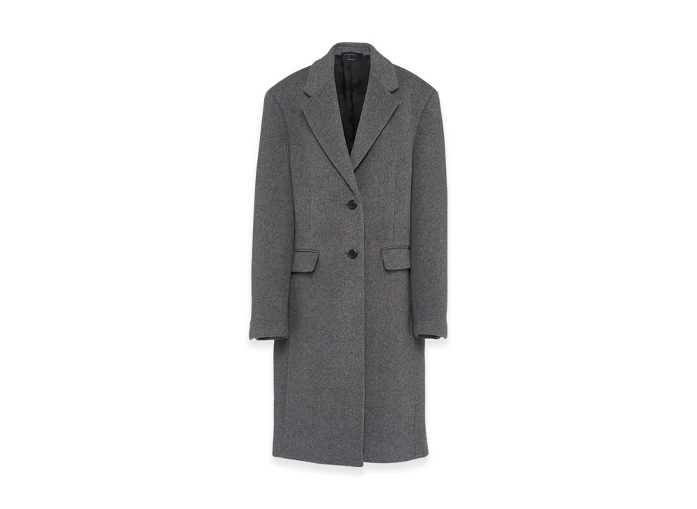 PRADA Women's Single-Breasted Velour Coat "Slate Gray"