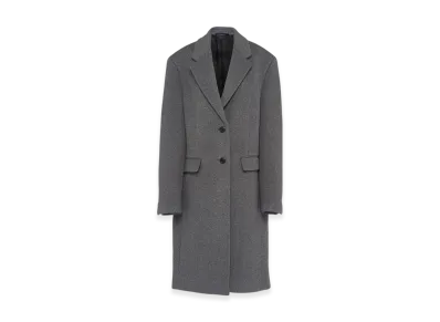 PRADA Women's Single-Breasted Velour Coat "Slate Gray"