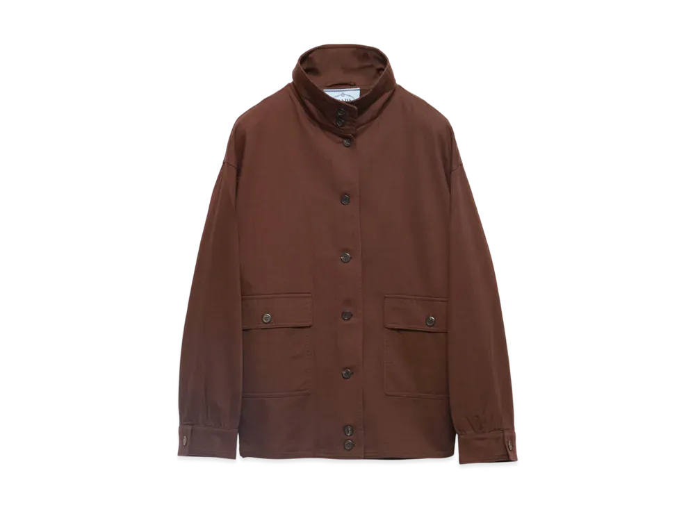 PRADA Women's Old Gabardine Cotton Shirt Jacket "Dark Brown"