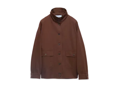 PRADA Women's Old Gabardine Cotton Shirt Jacket "Dark Brown"
