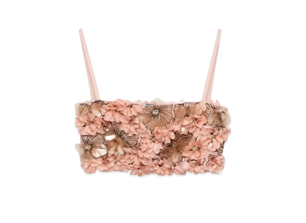 PRADA Women's Embroidered Organza Top "Pale Pink"