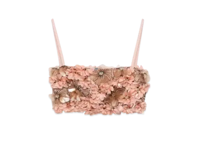 PRADA Women's Embroidered Organza Top "Pale Pink"