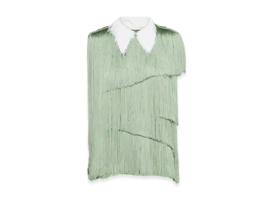 PRADA Women's Organza Top Fringe "Agave Green"
