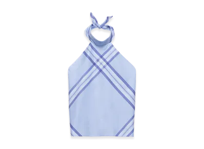 PRADA Women's Checked Cotton Halter Top "Sky Blue"