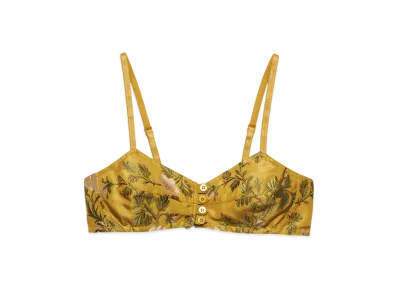 PRADA Women's Floral Print Bralette Top "Citron Yellow"