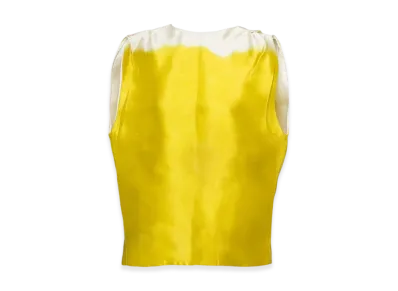 PRADA Women's Printed Satin Top "Citron Yellow"
