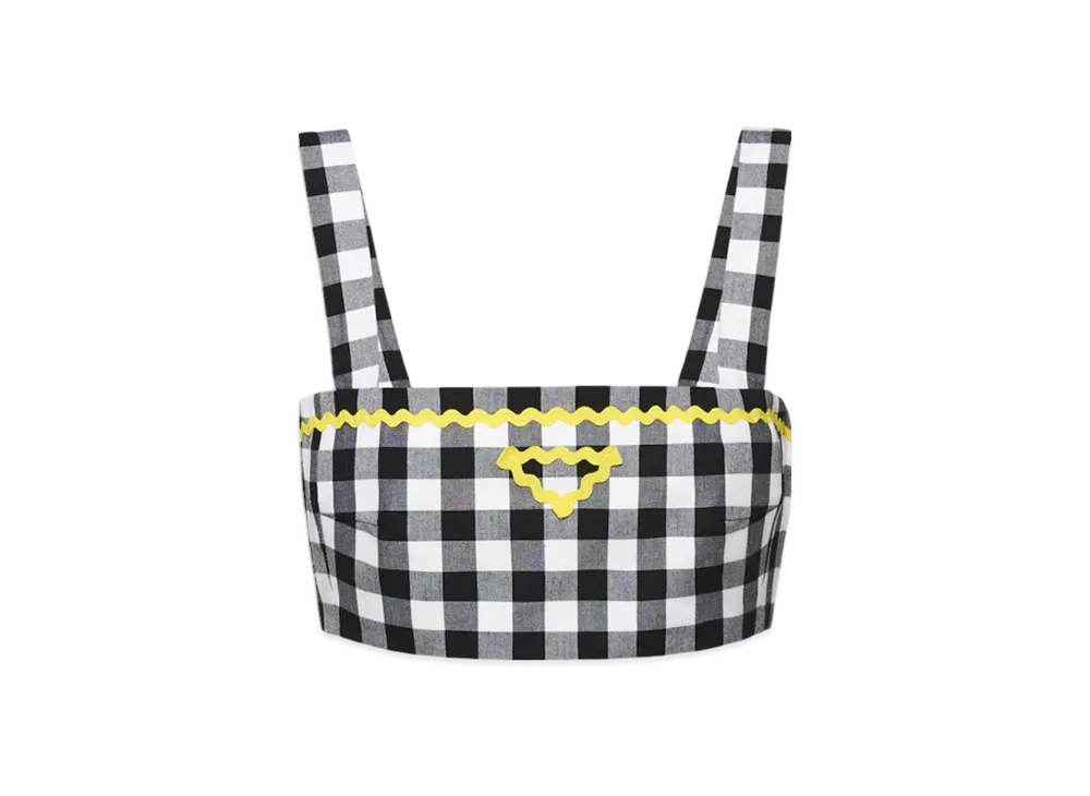 PRADA Women's Gingham Check Top "Black/Yellow"