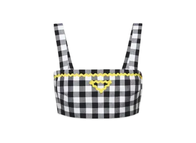PRADA Women's Gingham Check Top "Black/Yellow"