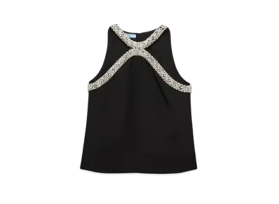 PRADA Women's Embroidered Cady Top "Black"