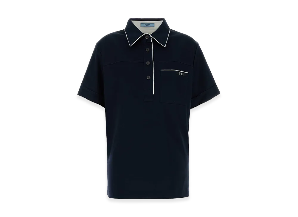 PRADA Women's Double-Layer Polo Shirt "Blue"
