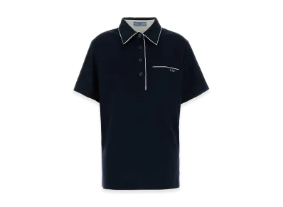 PRADA Women's Double-Layer Polo Shirt "Blue"