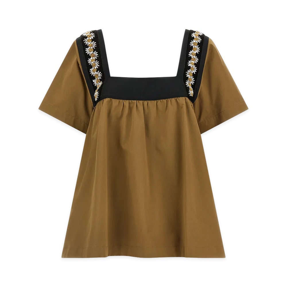 PRADA Women's Embroidery Top "Camel"