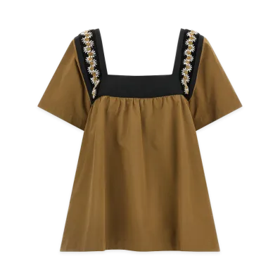 PRADA Women's Embroidery Top "Camel"