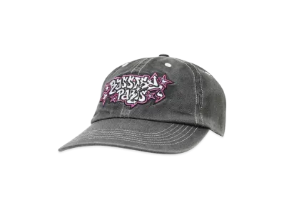 RASSVET MEN 6 PANEL CAP SAND BRUSHED TWILL WASHED WOVEN "BLACK"