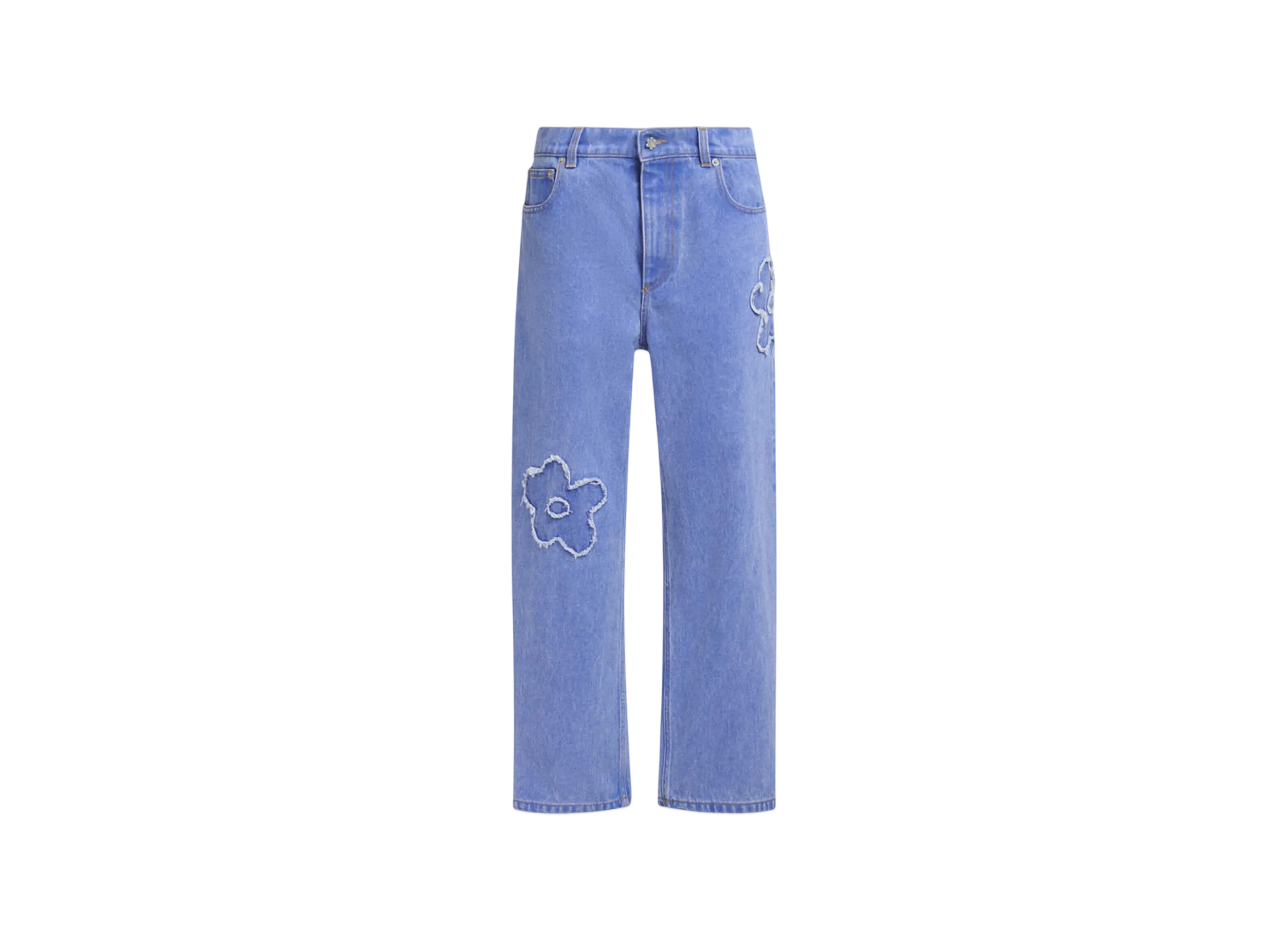 Marni Women's Denim Boyfriend Jeans with Patch Details "Cobalt"