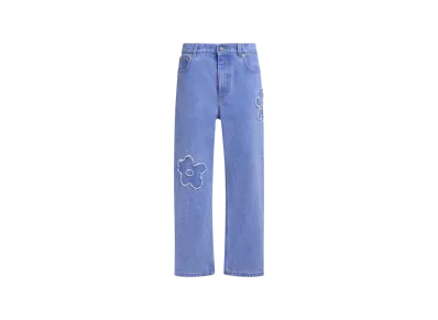 Marni Women's Denim Boyfriend Jeans with Patch Details "Cobalt"