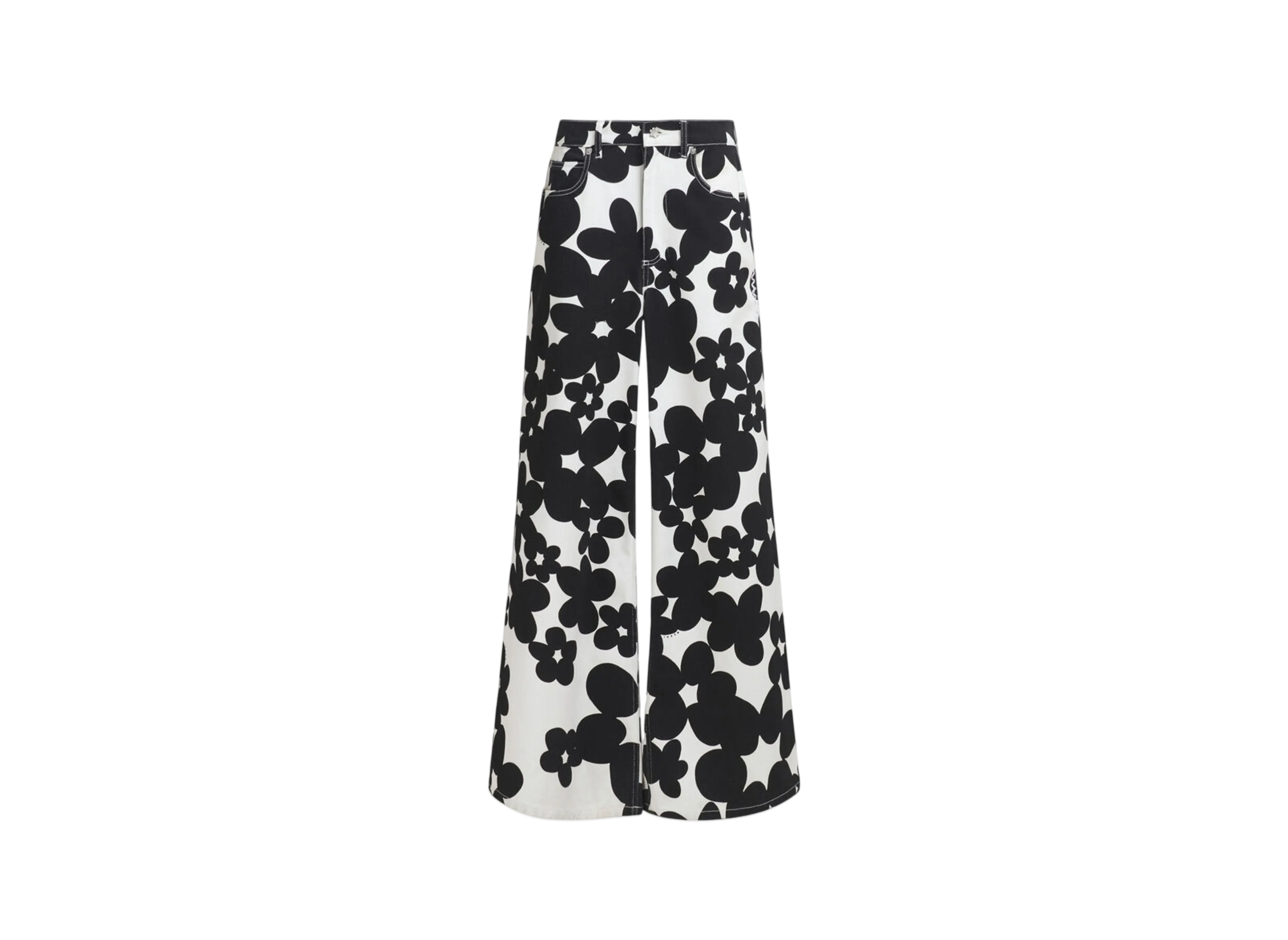 Marni Women's Cotton Trousers with Dillies Print "Black"