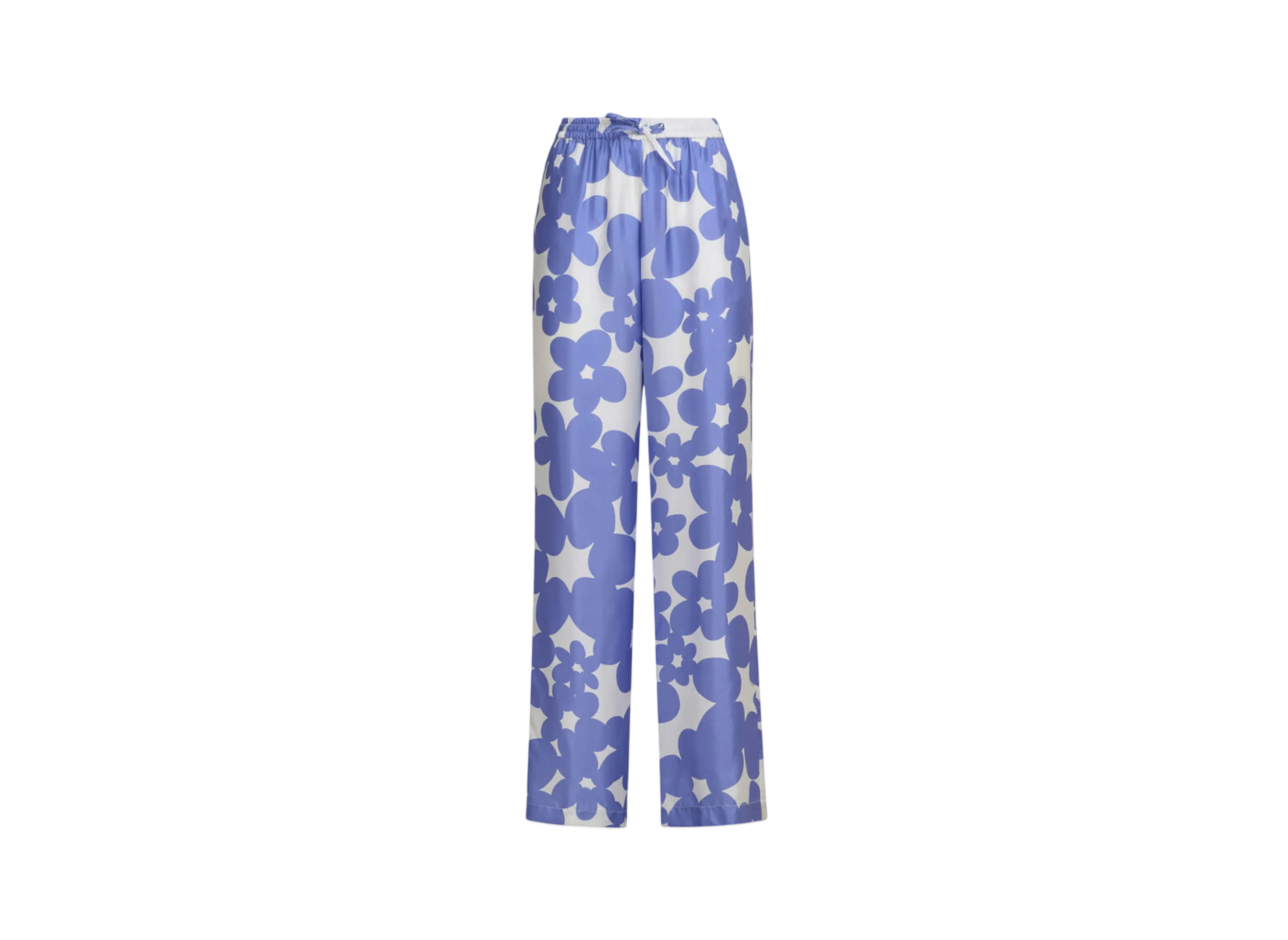 Marni Women's Silk Pyjama Trousers with Dillies Print "Blue Lilac"