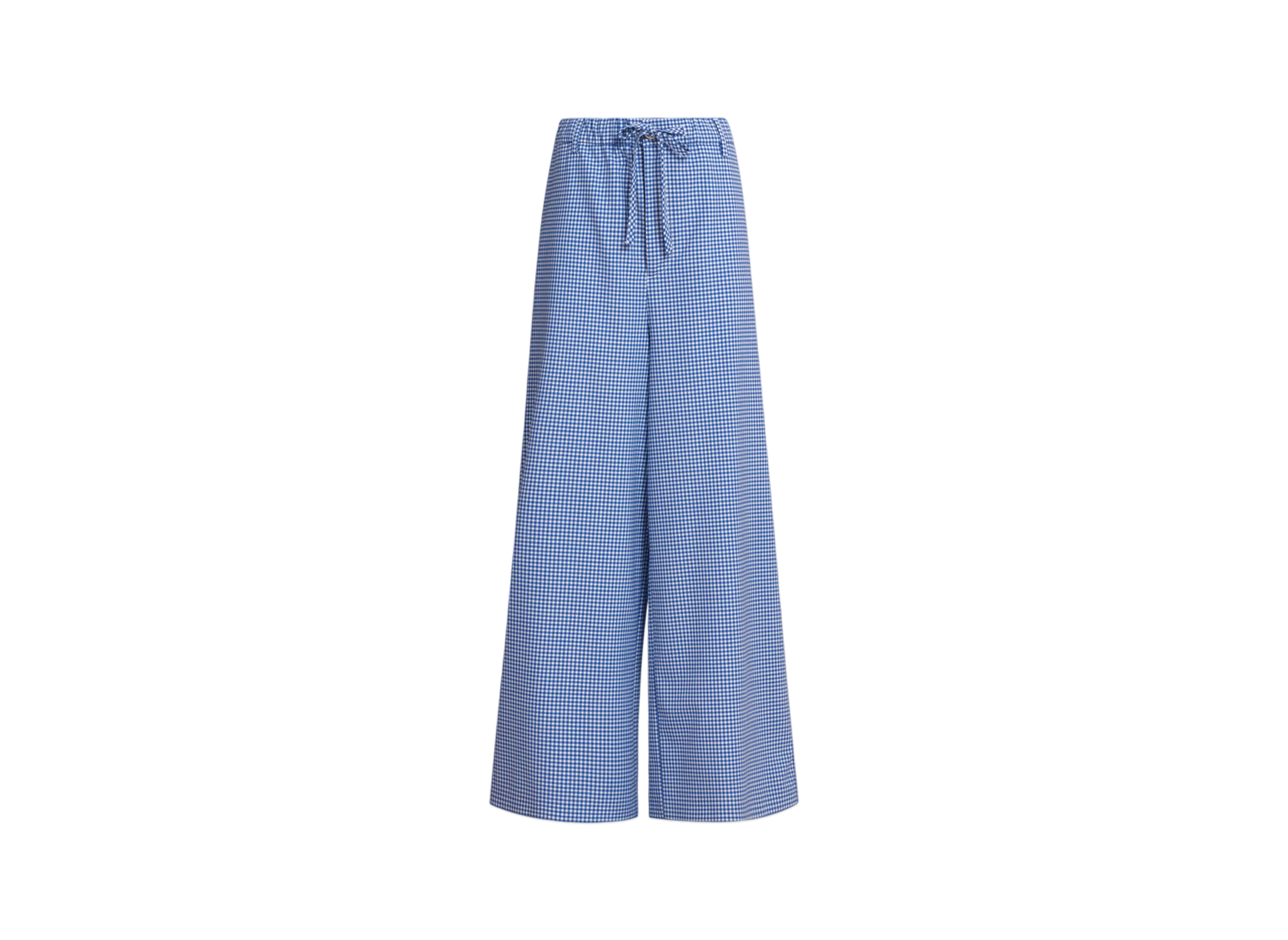 Marni Women's Wool Blend Checked Drawstring Trousers "Blue"