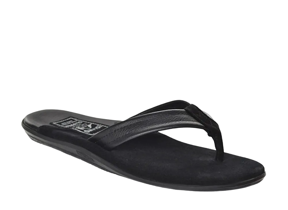 ISLAND SLIPPER Two Tone Leather + Suede "Black/Black"